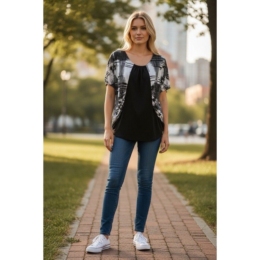 Vintage Tu Tu Fashion Black&Whie Abstract Womens Top Size M 90’S Y2K